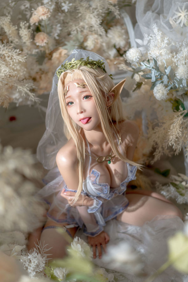 [Net Red COSER Photo] Anime Blogger Stupid Momo - Vestido de Noiva White Elf