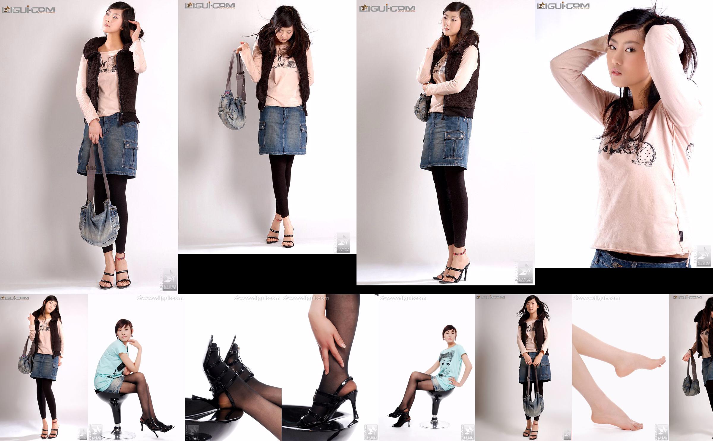 Model Zhang Di "Jeans-Kurzrock spielt elegant" [Ligui LiGui] Foto von schönen Beinen und Jadefüßen No.a8aa72 Seite 1