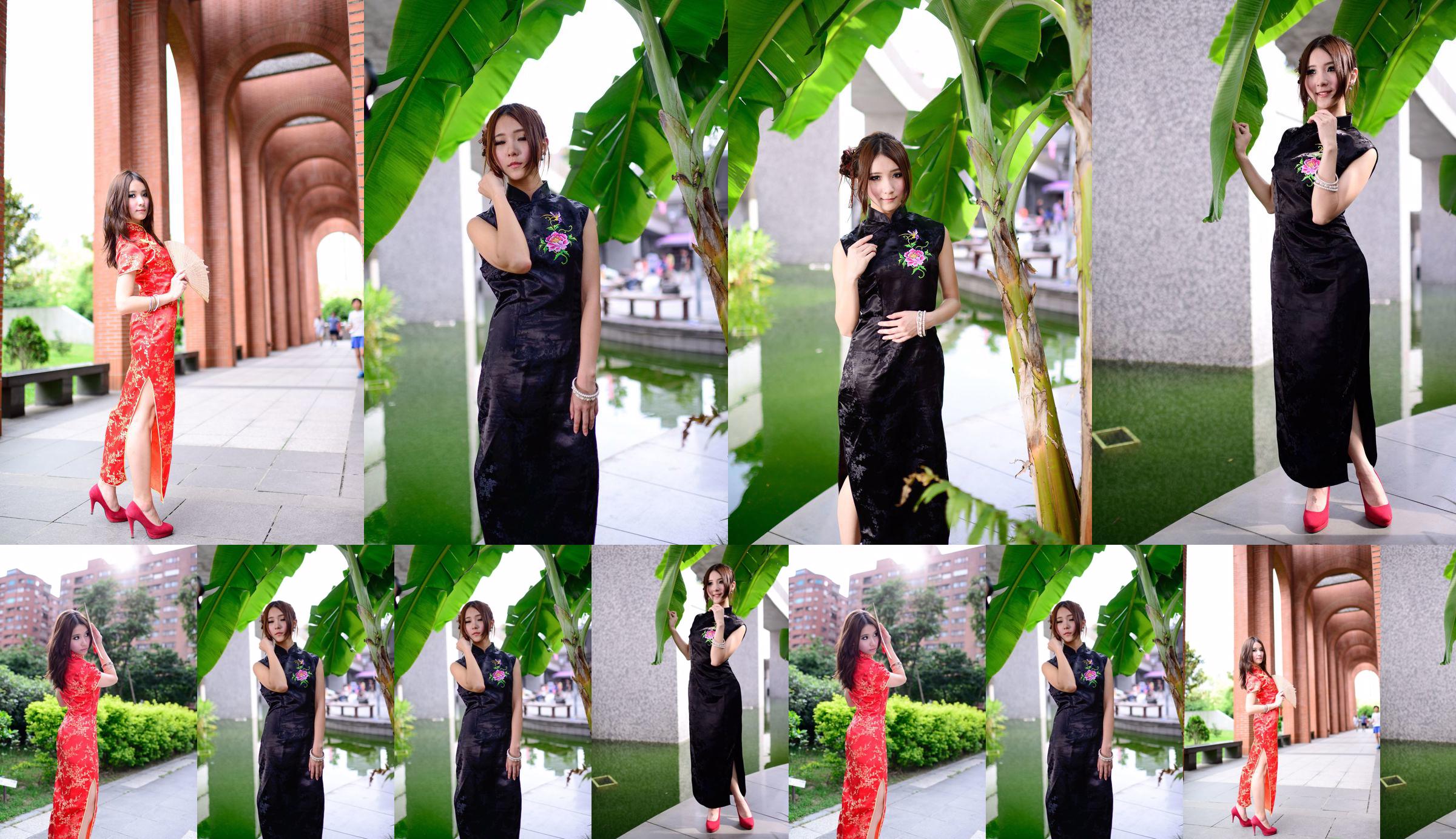Người mẫu Đài Loan Abu "Sê-ri sườn xám màu đỏ và đen chụp ngoài trời" No.f715df Trang 1