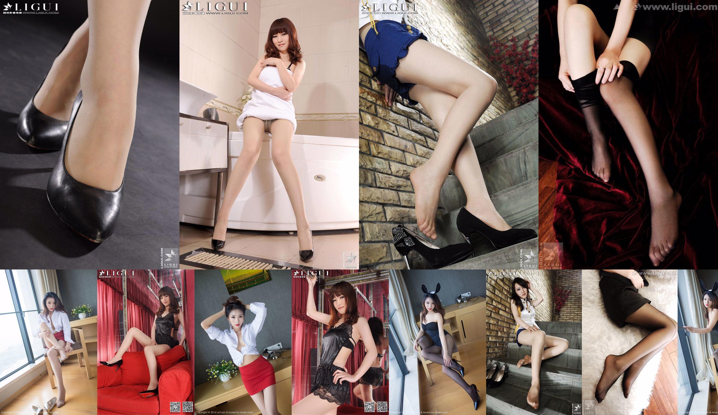 Model Tina "De verleidelijke zwarte zijden voet" [丽 柜 LiGui] Foto van mooie benen en jade voeten No.a68736 Pagina 1